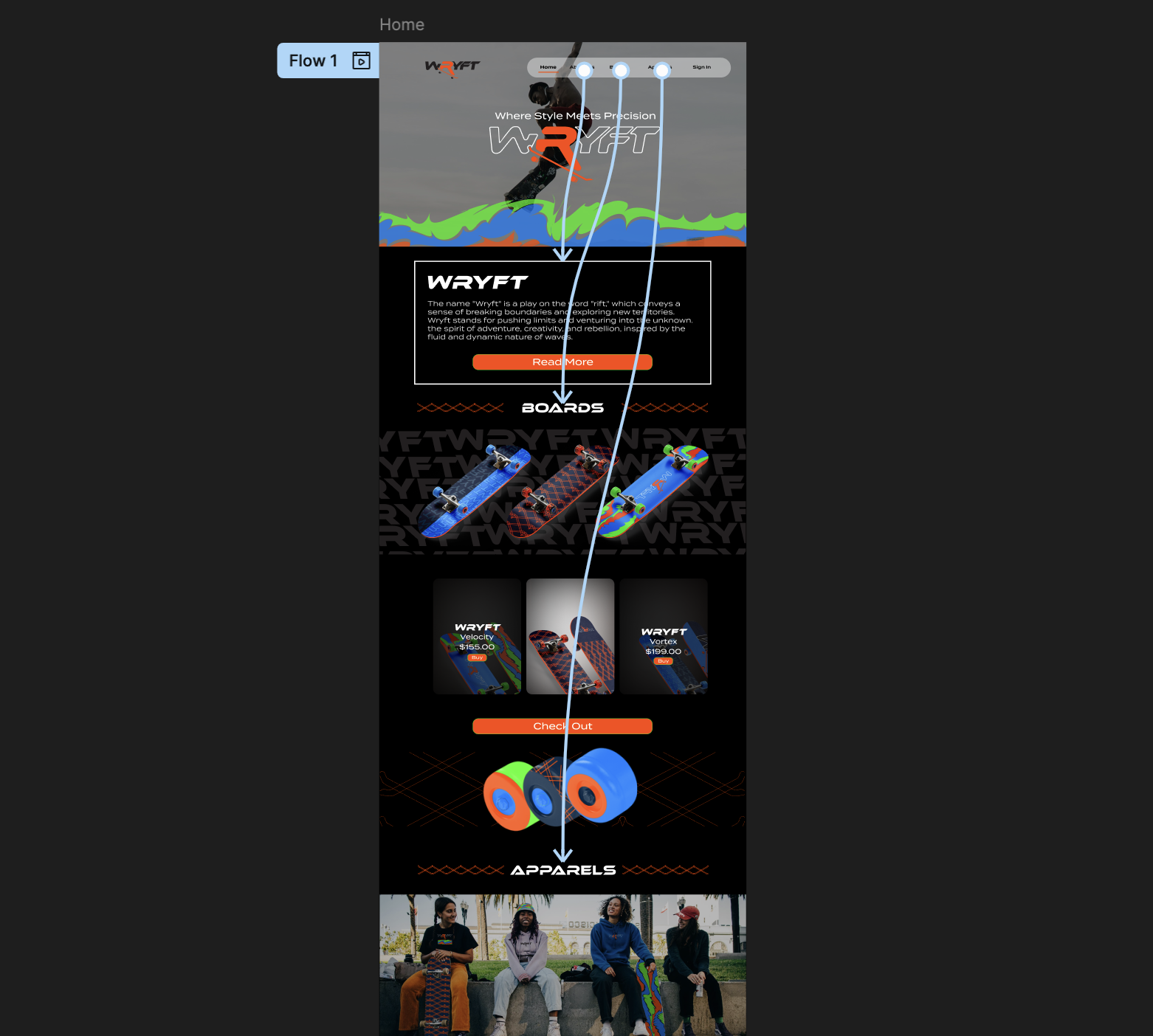 Click to check the Figma Prototype of Wryft Skateboards